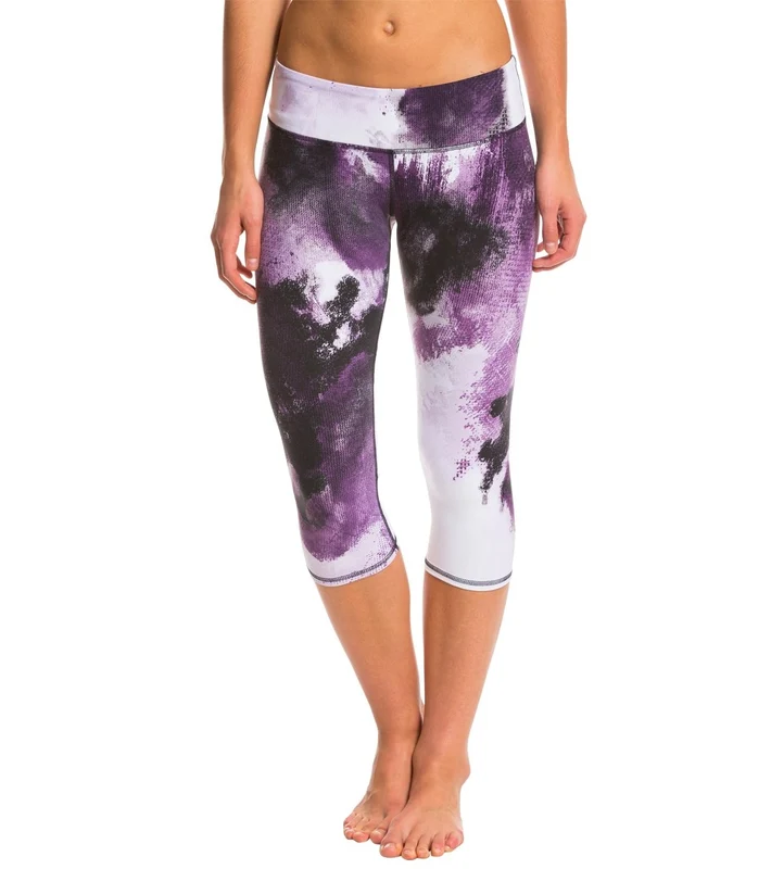 Alo Yoga Printed Airbrush Yoga Capris Purple Pennant Smoke Print / L