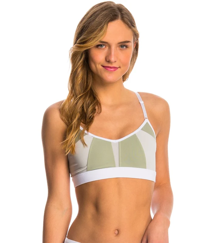 Alo Trace 2 Yoga Sports Bra Sea Mist/Vapor Grey/White / M