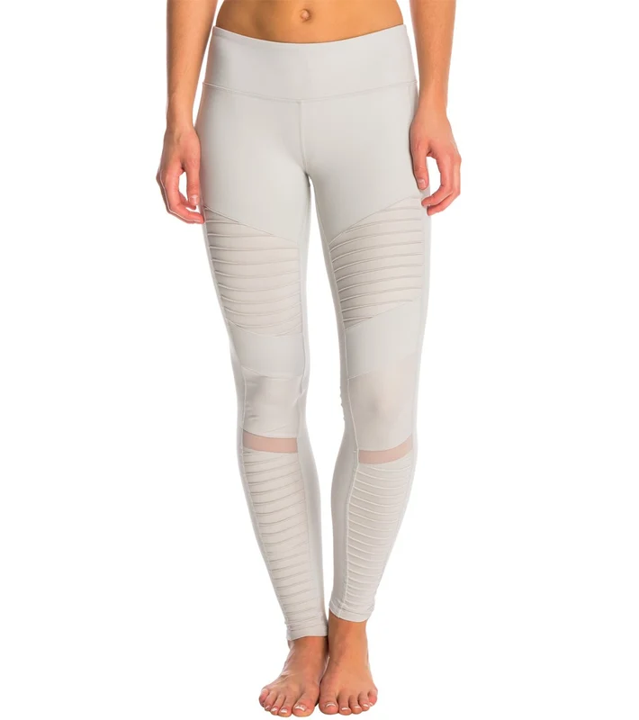 Alo Yoga Athena Moto Yoga Leggings Vapor Grey/Vapor Grey Glossy / S