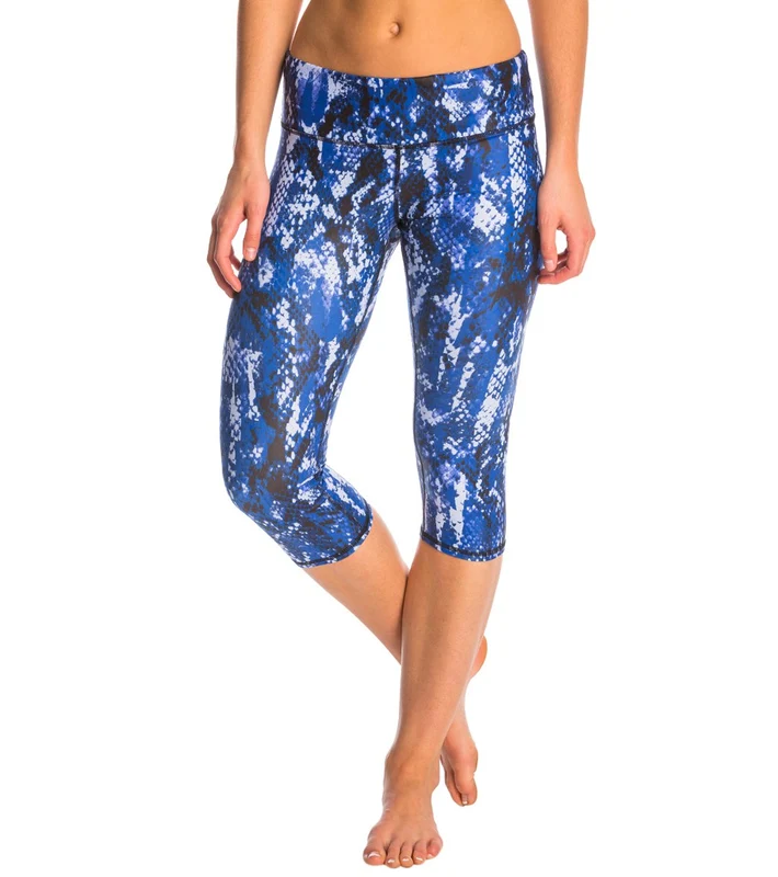 Alo Yoga Airbrush Yoga Capris Deep Electric Blue Glossy / L