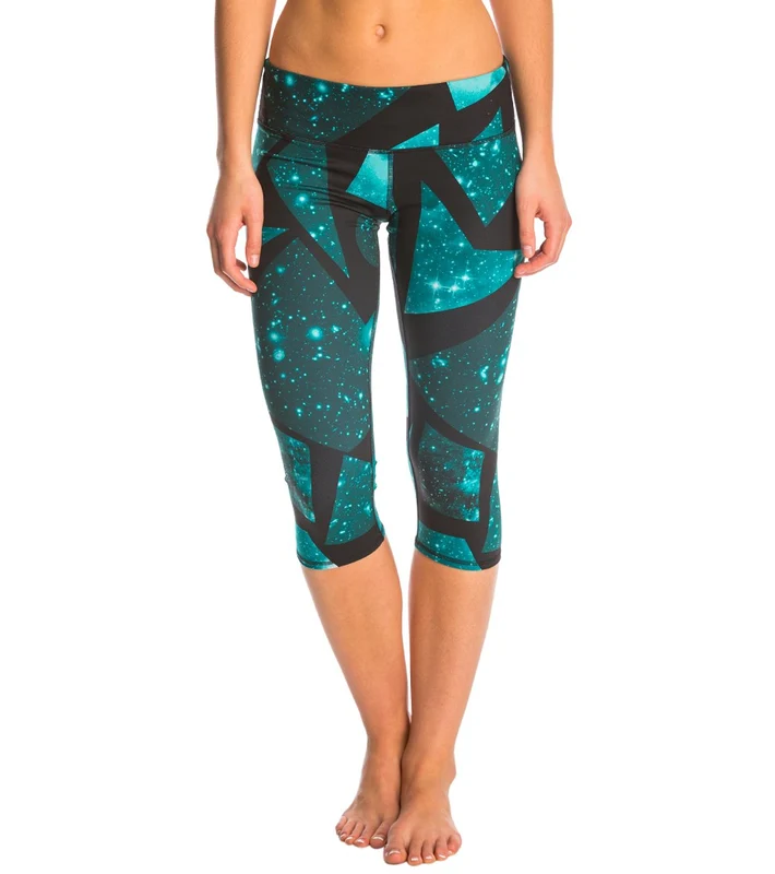 Alo Yoga Printed Airbrush Yoga Capris Island Green Space / S