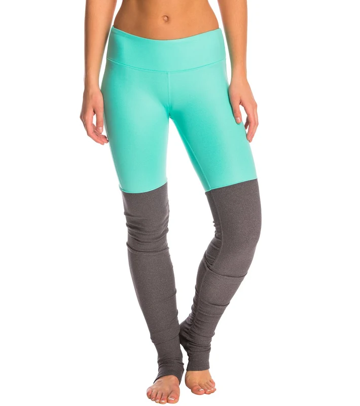 Alo Yoga Goddess Yoga Leggings Island Green Glossy/Stormy / L