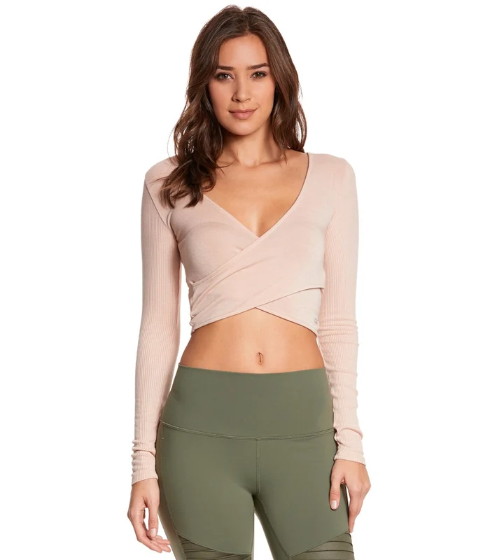 Alo Yoga Amelia Long Sleeve Yoga Crop Top Buff / M