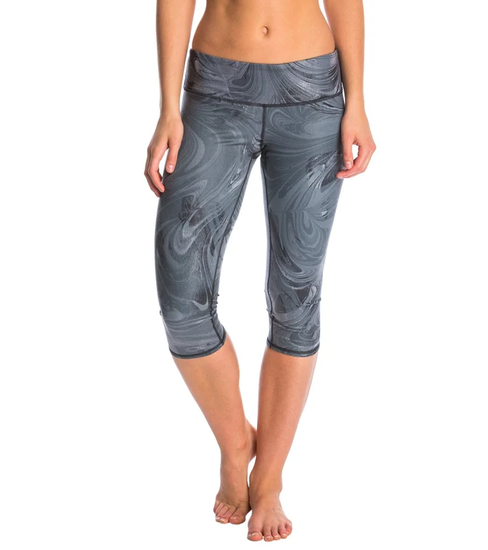Alo Yoga Printed Airbrush Yoga Capris Black Marble Glossy / XS