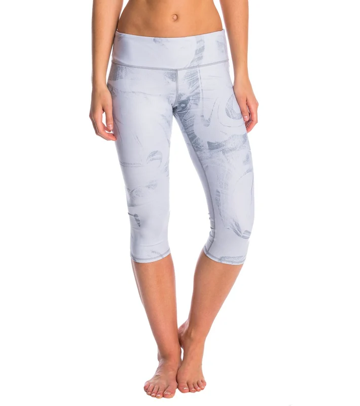 Alo Yoga Printed Airbrush Yoga Capris White Marble Glossy / XXS