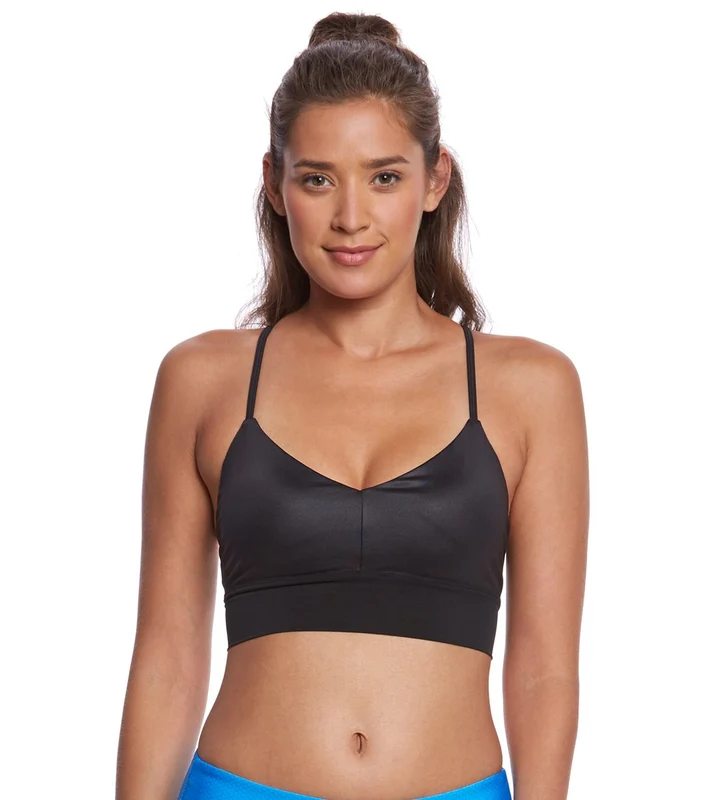 Alo Yoga Lush Yoga Crop Top Black Glossy/Black / L