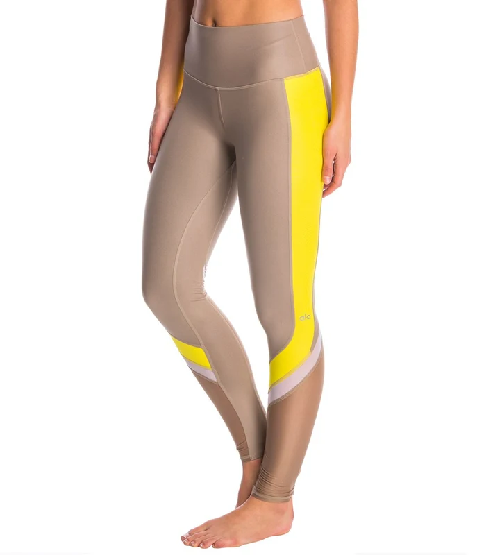 Alo Yoga Elevate Yoga Leggings Black/Gravel Glossy/White / XS