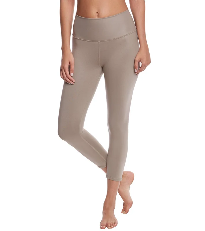 Alo Yoga High Waist Airbrush Yoga Capris Gravel Glossy / XXS