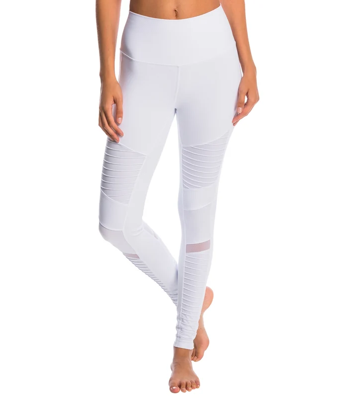 Alo Yoga High Waist Moto Yoga Leggings White/White Glossy / S