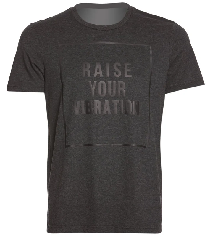 Alo Yoga Men's Short Sleeve Tee Charcoal Triblend/RAISE VIBRATION/Black Matte / S