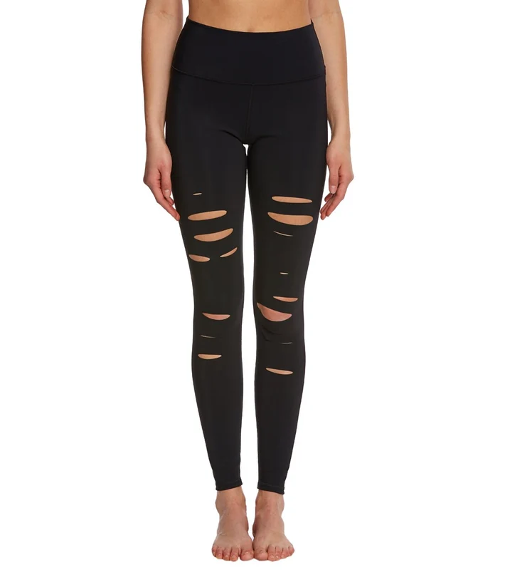 Alo Yoga Ripped Warrior Shredded Yoga Leggings Black / XS