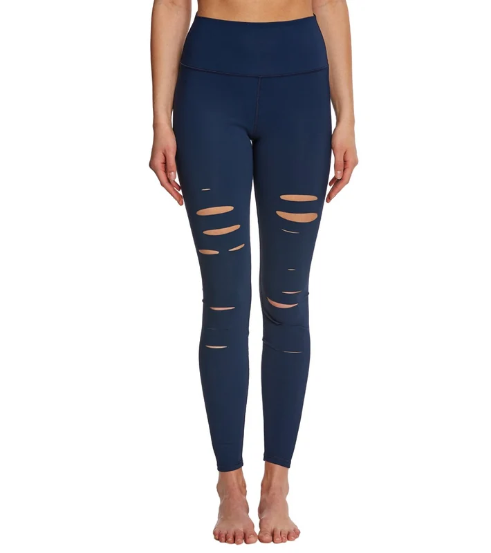 Alo Yoga Ripped Warrior Shredded Yoga Leggings White / S
