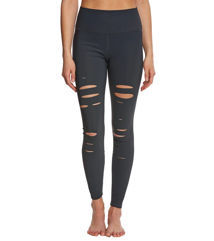 Alo Yoga Ripped Warrior Shredded Yoga Leggings Anthracite / M