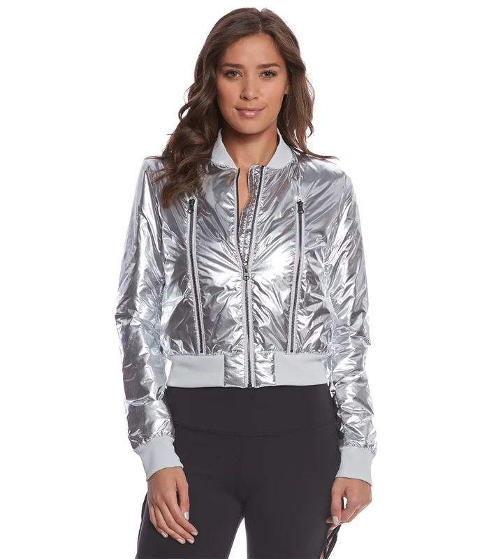 Alo Yoga Off Duty Bomber Workout Jacket Silver/Mist / M