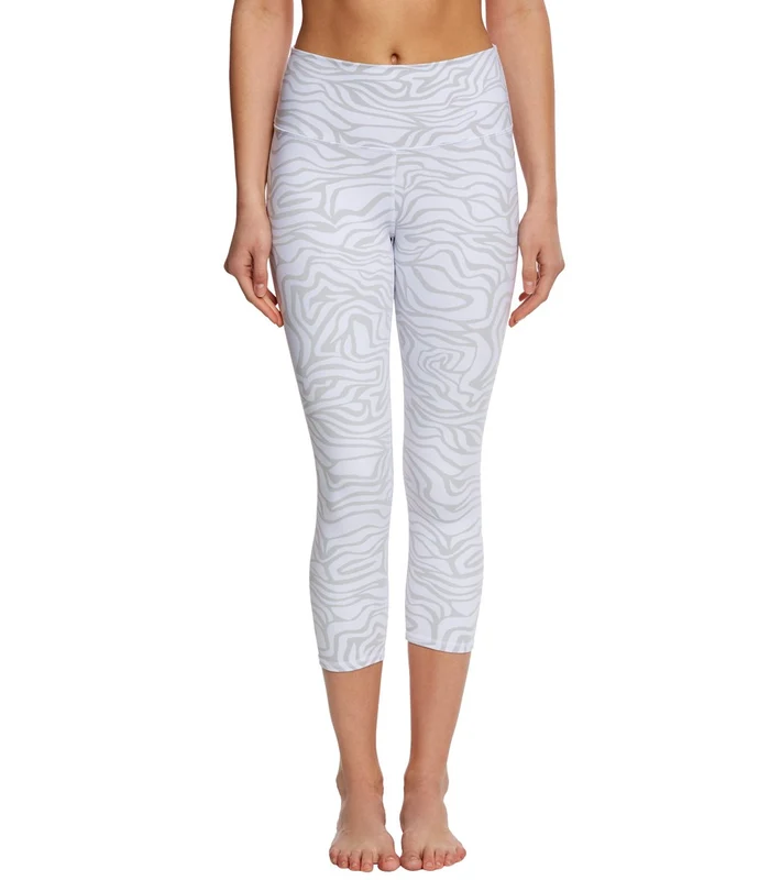 Alo Yoga Printed High Waisted Airbrush Yoga Capris White Zebra / XS