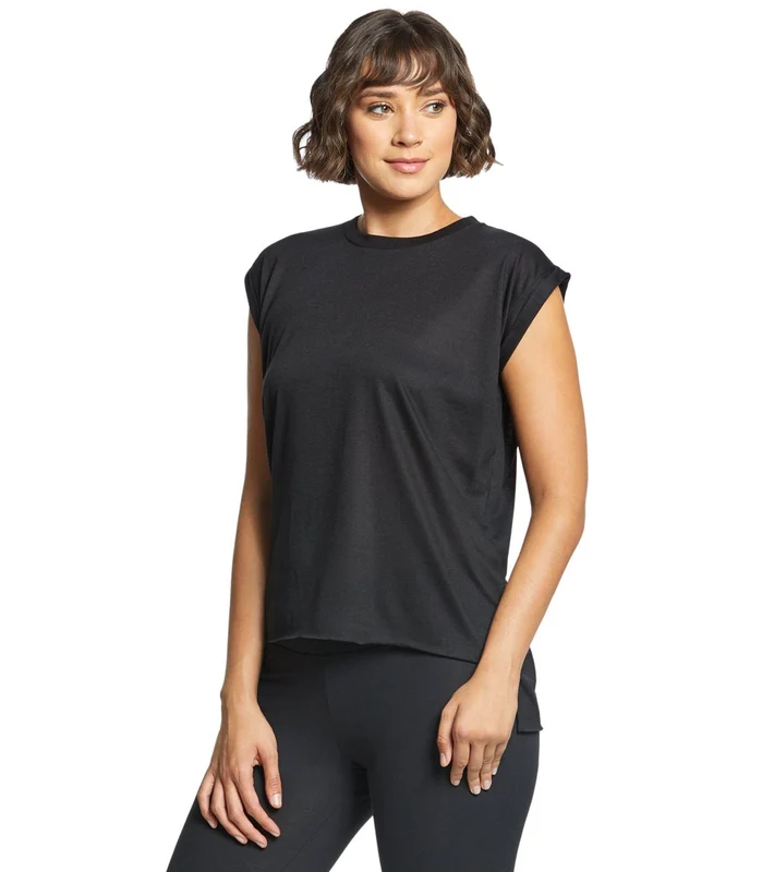 Bella + Canvas Flowy Rolled Cuff Muscle Tee Black / M