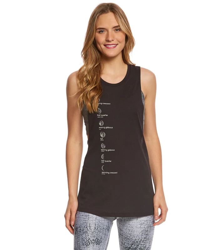 Alo Yoga Wanderlust Workout Muscle Tank Black.Moon Phases/White / XS