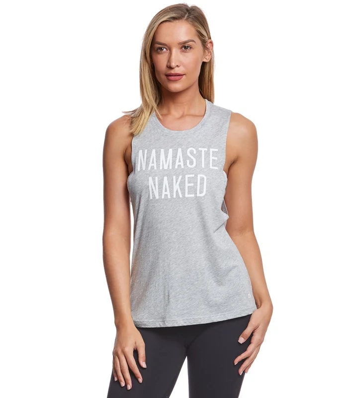 Alo Yoga Wanderlust Workout Muscle Tank Light Heather Grey/Namaste Naked/White Matte / M