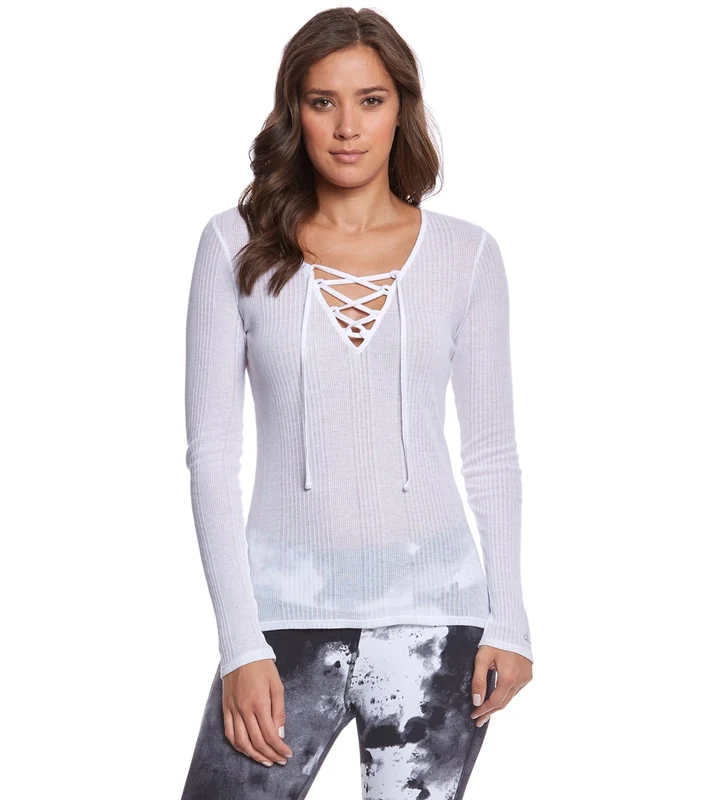 Alo Yoga Interlace Yoga Long Sleeve Top White / XS