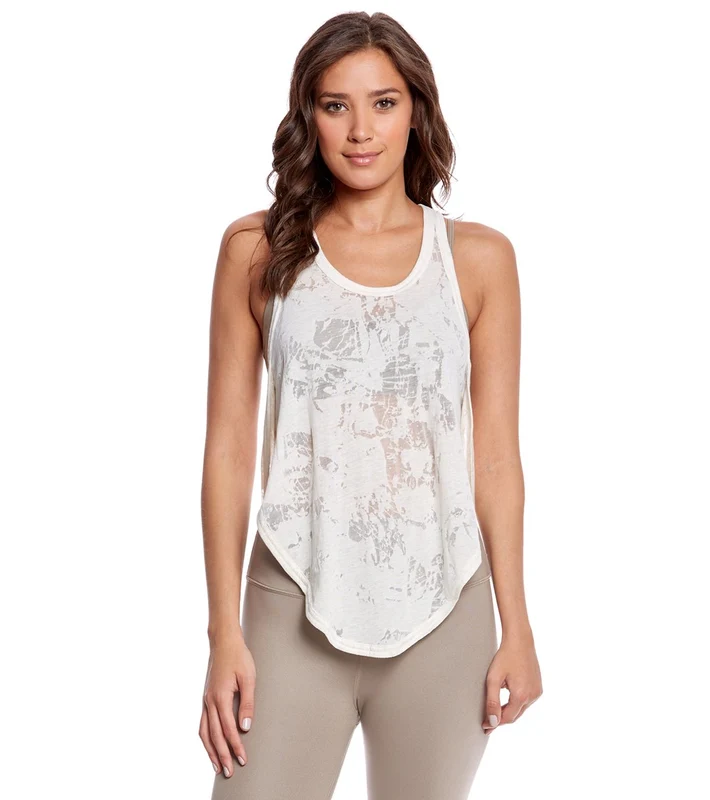 Alo Yoga Side Slit Flowy Yoga Tank Top Pearl Heather / L