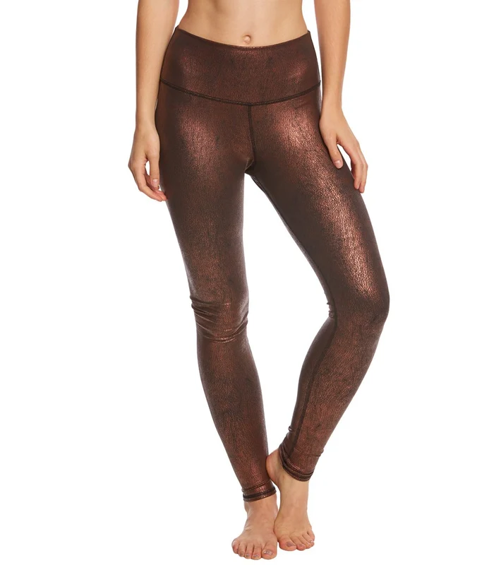 Alo Yoga High Waist Airbrush Yoga Leggings Copper Metallic/Black / S