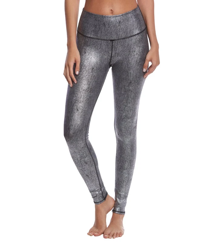 Alo Yoga High Waist Airbrush Yoga Leggings Slate Metallic/Black / L