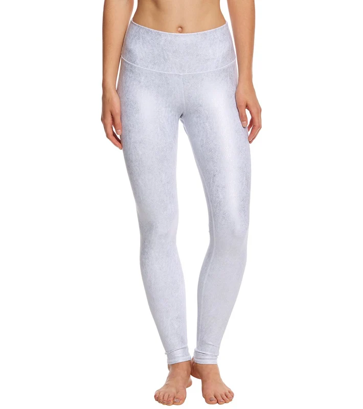 Alo Yoga High Waist Airbrush Yoga Leggings Slate Metallic/White / M