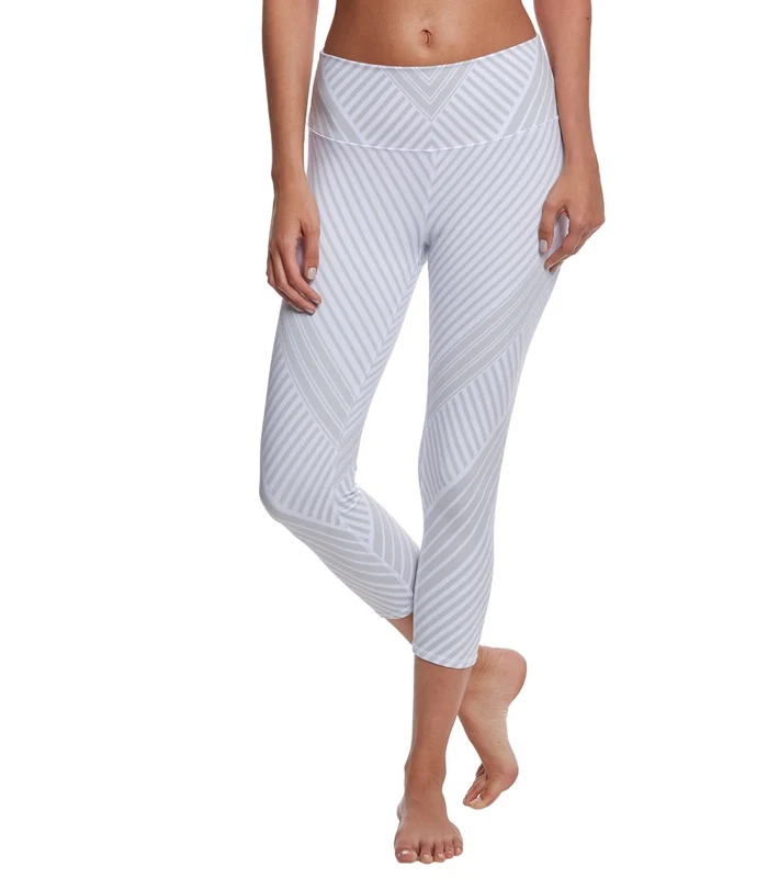 Alo Yoga Printed High Waisted Airbrush Yoga Capris White Santa Fe / L