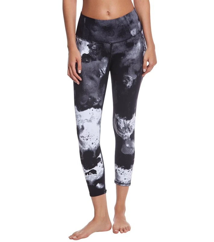 Alo Yoga Printed High Waisted Airbrush Yoga Capris White/Sliver Tryst / S