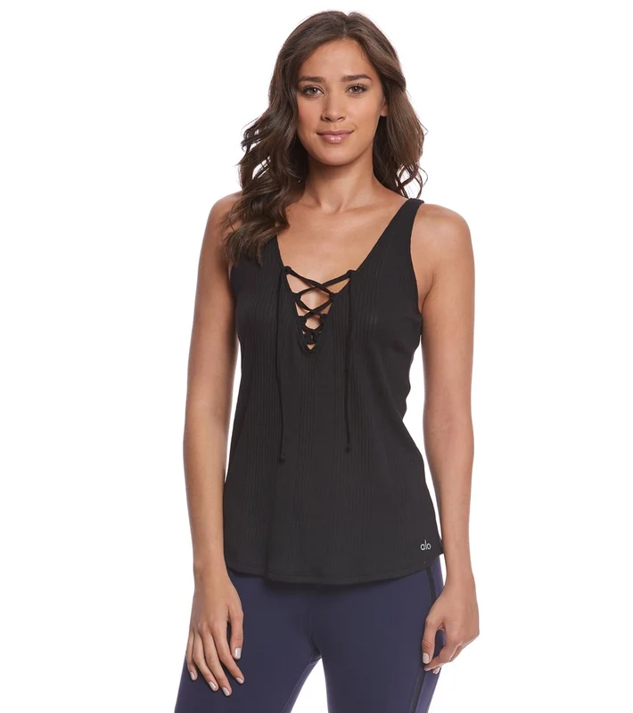 Alo Yoga Interlace Yoga Tank Top Black / M