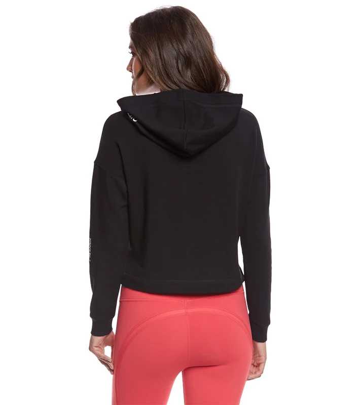Alo Yoga Cropped Yoga Hoodie Black/Stipes Coordinate/White Matt / M