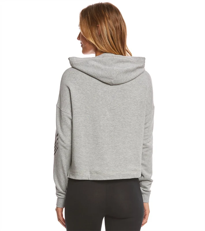 Alo Yoga Cropped Yoga Hoodie Light Heather Grey/Alo Stripes/Black / L