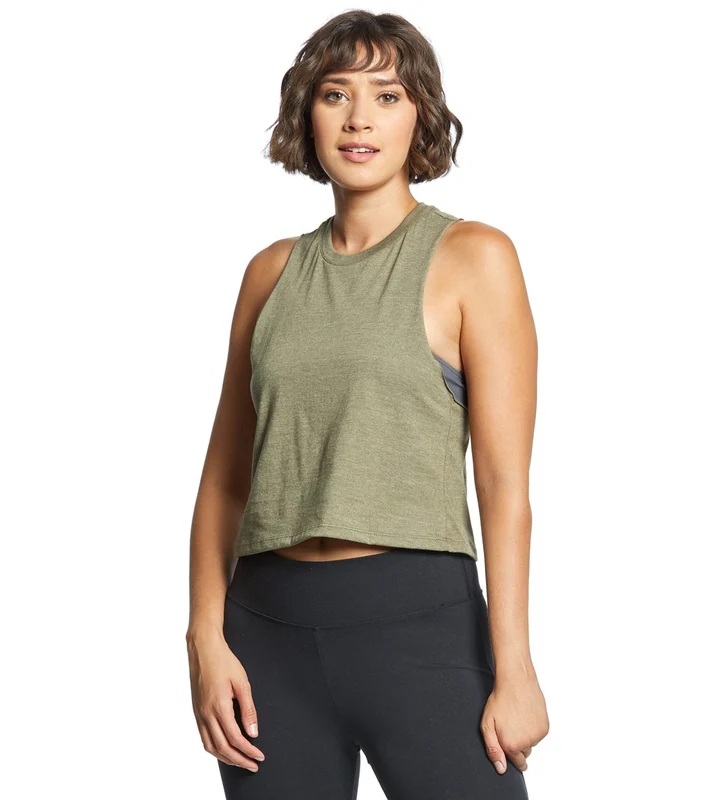 Bella + Canvas Racerback Crop Tank Heather Olive / M