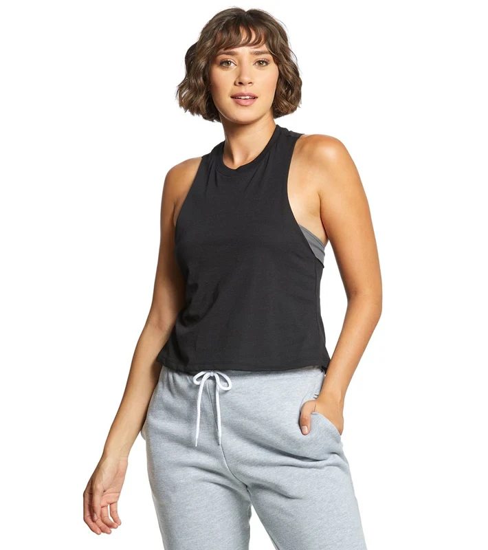 Bella + Canvas Racerback Crop Tank Solid Black Blend / M
