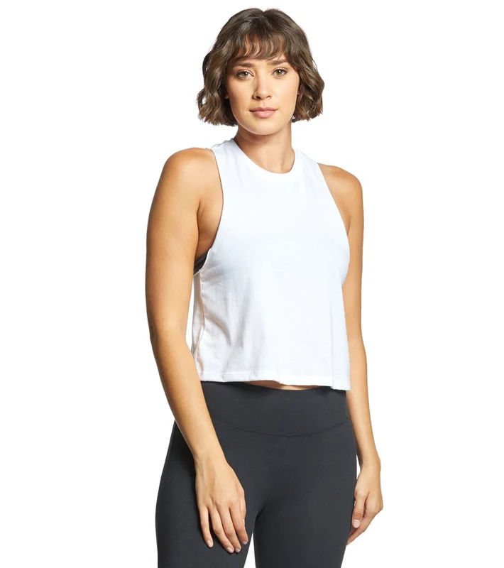 Bella + Canvas Racerback Crop Tank Solid White Blend / M