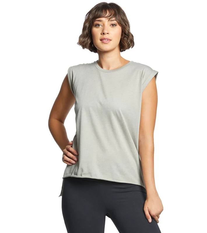Bella + Canvas Flowy Rolled Cuff Muscle Tee Heather Stone / XL