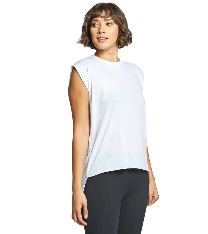 Bella + Canvas Flowy Rolled Cuff Muscle Tee White / XL