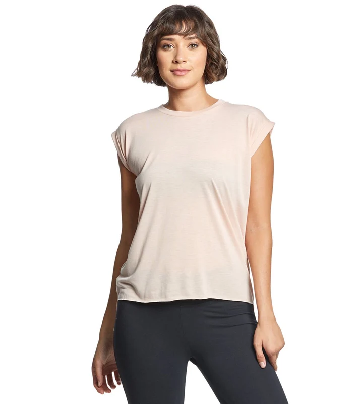 Bella + Canvas Flowy Rolled Cuff Muscle Tee Peach / M
