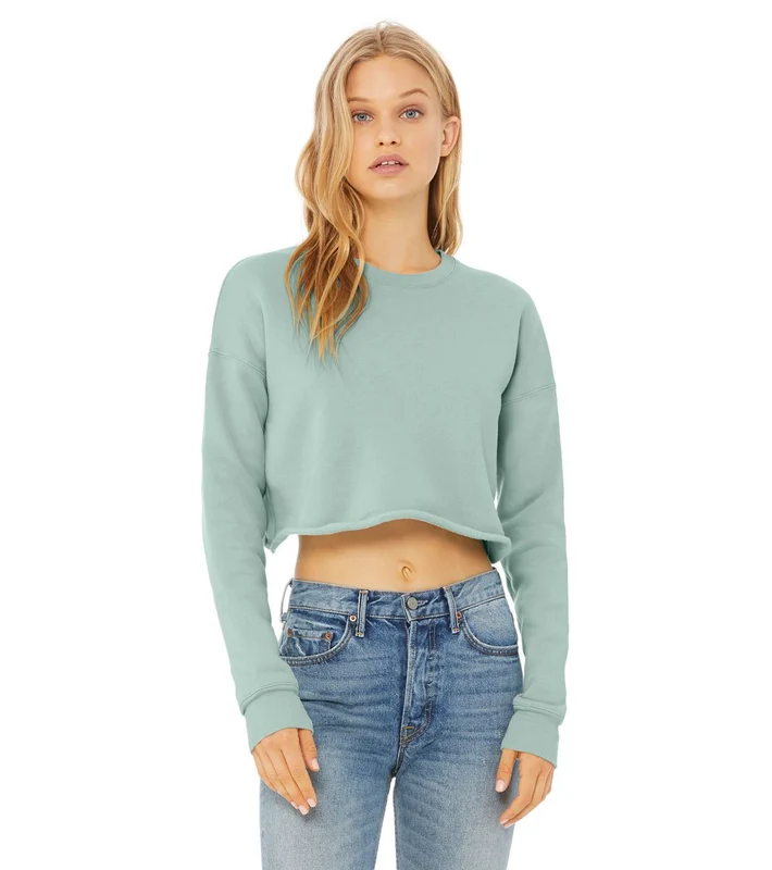 Bella + Canvas Cropped Crew Fleece Pullover Dusty Blue / L