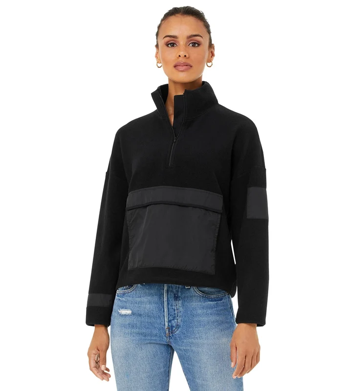 Bella + Canvas Sueded 1/2 Zip Pullover Black / M