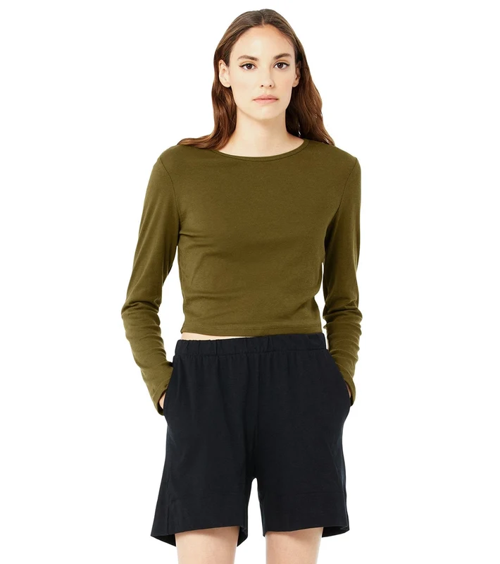 Bella + Canvas Long Sleeve Micro Rib Tee Solid Moss Blend / M