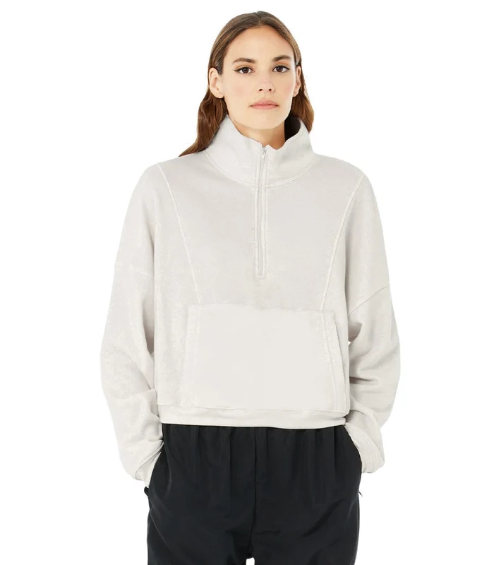 Bella + Canvas Cropped 1/2 Zip Sweatshirt Vintage White / L
