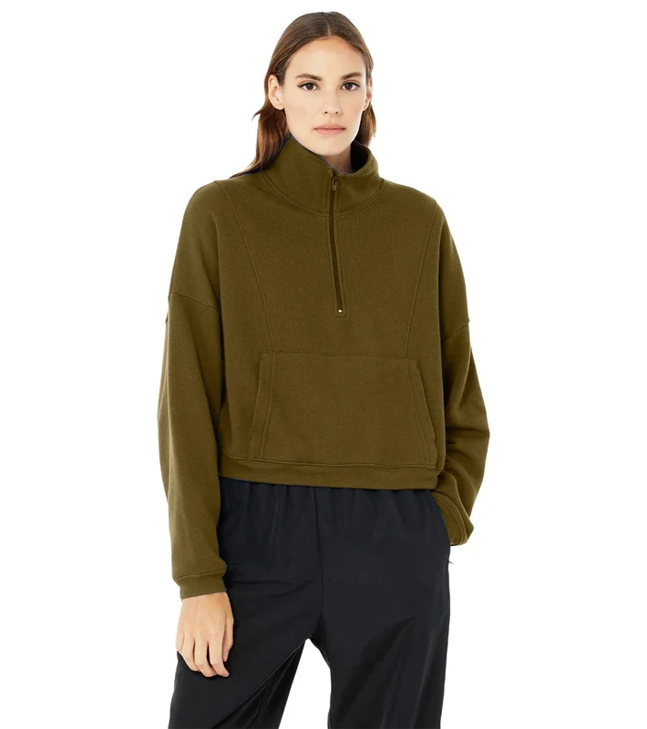 Bella + Canvas Cropped 1/2 Zip Sweatshirt Moss / S