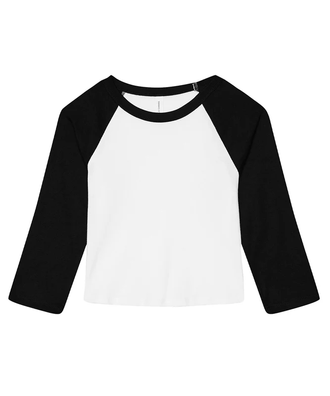 Bella Canvas Women's Micro Rib 3/4 Raglan Baby T-Shirt WhiteBlack / L