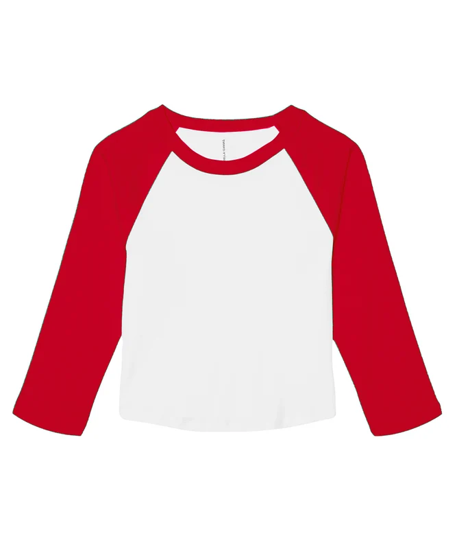 Bella Canvas Women's Micro Rib 3/4 Raglan Baby T-Shirt WhiteRed / XL