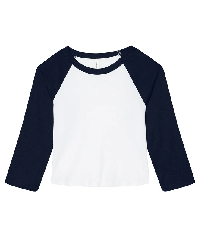 Bella Canvas Women's Micro Rib 3/4 Raglan Baby T-Shirt WhiteNavy / S