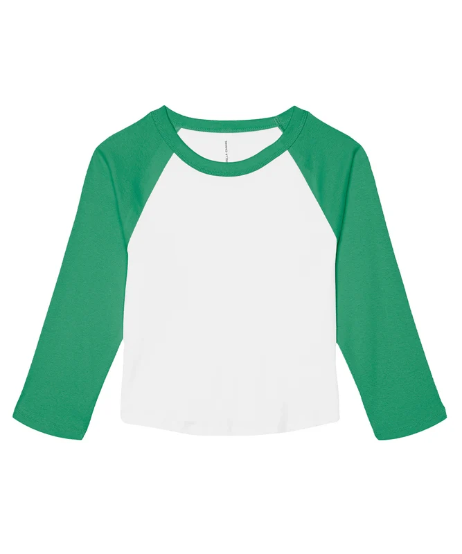 Bella Canvas Women's Micro Rib 3/4 Raglan Baby T-Shirt WhiteKelly / 2XL