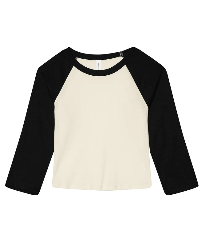 Bella Canvas Women's Micro Rib 3/4 Raglan Baby T-Shirt NaturalBlack / 2XL