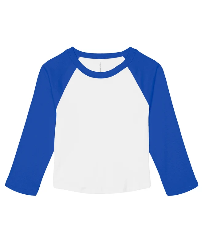 Bella Canvas Women's Micro Rib 3/4 Raglan Baby T-Shirt WhiteTrue Royal / XS