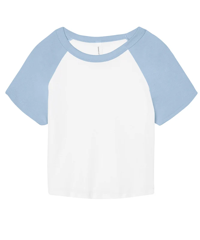 Bella Canvas Women's Micro Rib Raglan Baby T-Shirt WhiteBaby Blue / 2XL